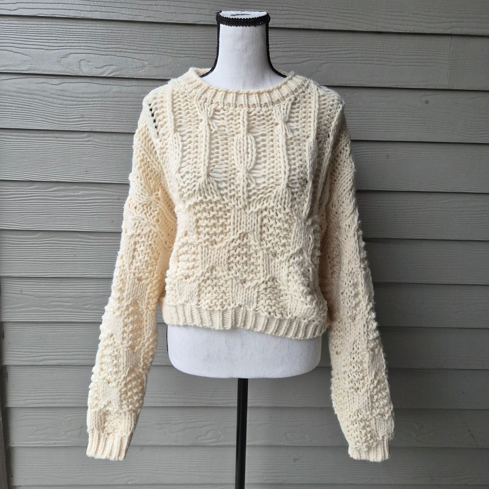 Boohoo Chunky Cable Knit Sweater Womens Large Cottagecore